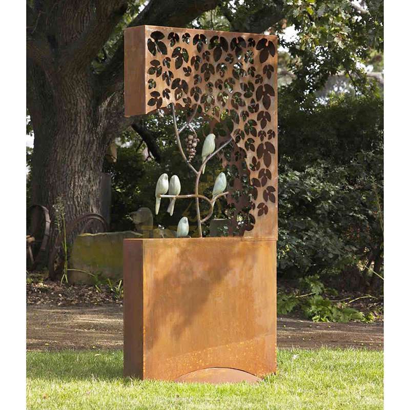 Outdoor Hollow Birds Tree Stainless Steel Corten Sculpture